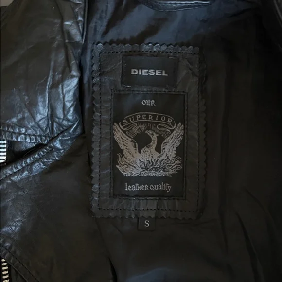 Diesel Black Leather Jacket with Silver Accents - Picture 2 of 6